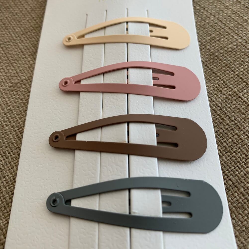 Hair Clips Pink Brown Blue Yellow 4(pcs) Pastel Hair Clips